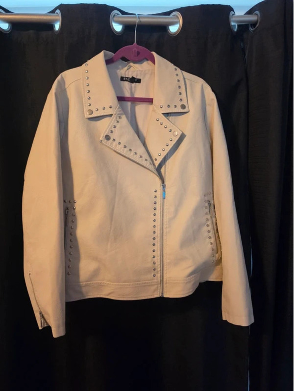 Baccini studded faux leather moto jacket